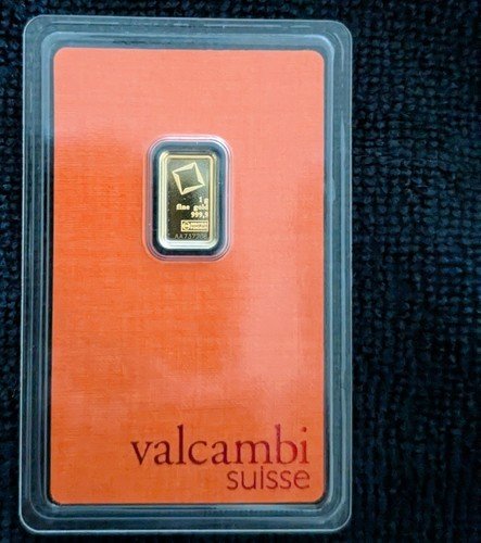 1 Gram Valcambi Suisse .9999 Fine Gold Bar in Assay